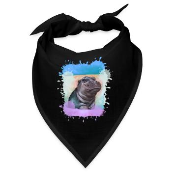 Nilpferd, bunt,Malerei,Baby,Malerei - Bandana - Schwarz - Vorne