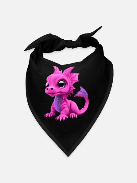 Bébé Dragon Rose | Mignon bébé dragon rose - Bandana - noir