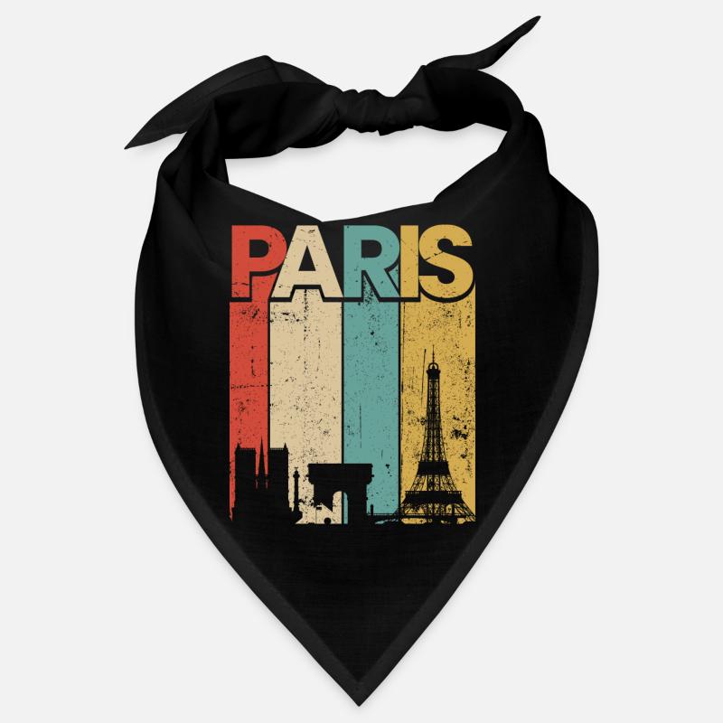 Paris Vintage Sunset Stripes - Bandana - black