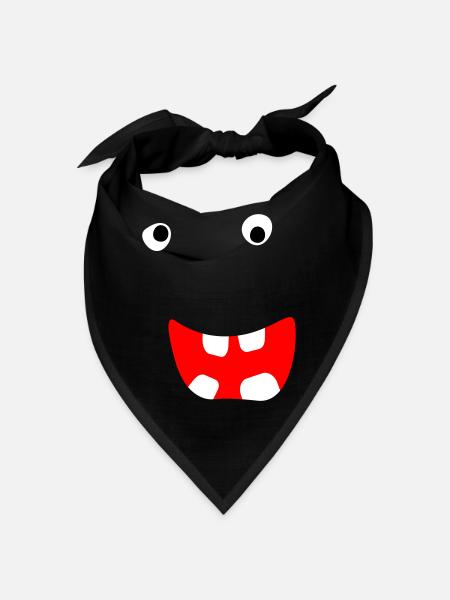 Monstre Halloween Bande dessinée Visage effrayant Visage cool - Bandana - noir - Devant