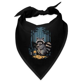 Cottagecore Waldszene mit Waschbär und Laterne - Bandana - Schwarz - Vorne
