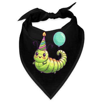 Wurm Geburtstag Comic Niedlich - Bandana - Schwarz - Vorne