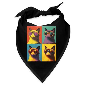 Coole Pop-Art Grump Katze mit Sonnenbrille - Bandana - Schwarz - Vorne