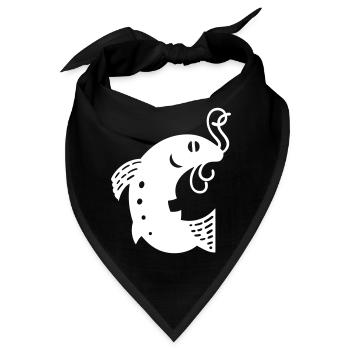 Fish on the hook white Vectorgraphic - Bandana - Schwarz - Vorne