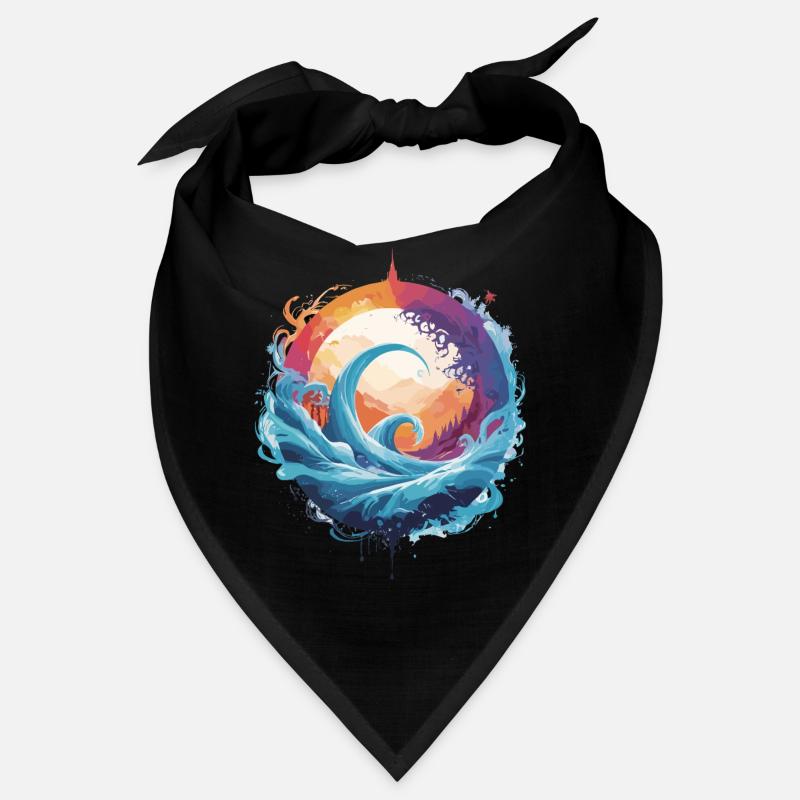 Dynamic wave and moon circle Bandana