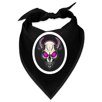 Rosaäugiger Dämonenschädel – Dark Fantasy Horror Kunst - Bandana - Schwarz - Vorne