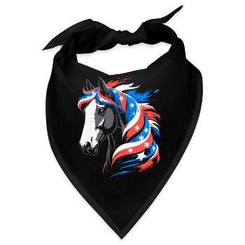 Patriotisches Pferd mit Sternenmähne - Bandana - Schwarz - Vorne