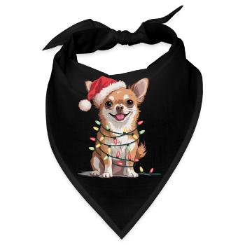 Festlicher Chihuahua mit Lichterkette - Bandana - Schwarz - Vorne