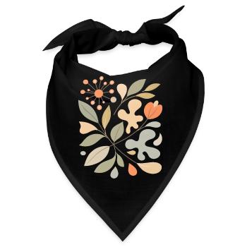 Abstraktes Blumen Muster Illustration - Bandana - Schwarz - Vorne