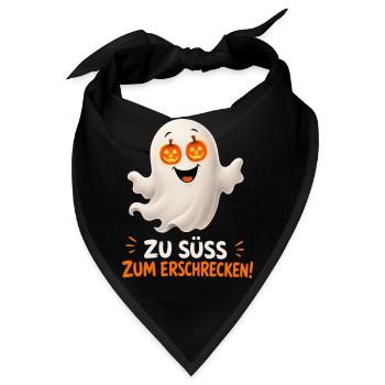 Zu süß zum Erschrecken – Geist mit Kürbisaugen - Bandana - Schwarz - Vorne