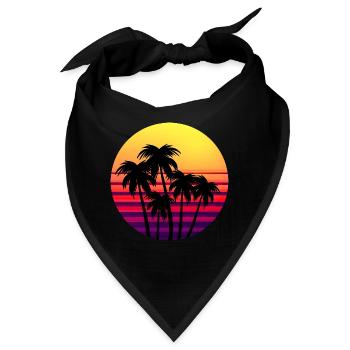 Retro Sunset Palmen im Sonnenuntergang - Bandana - Schwarz - Vorne