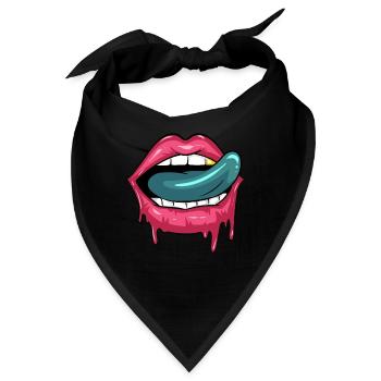 Zombie Untoten Mund Zunge Lippenstift Design - Bandana - Schwarz - Vorne