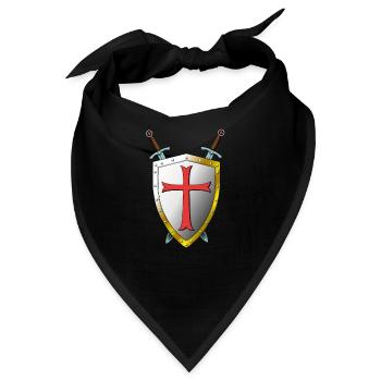 Templer Schild und Schwerter - Tempelritter - Bandana - Schwarz - Vorne