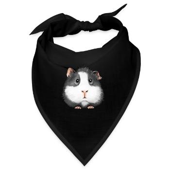 Süßes Meerschweinchen Angora Coronet Rosette - Bandana - Schwarz - Vorne