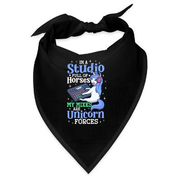 Einhorn Kräfte am Mischpult - Tontechnikerin - Bandana - Schwarz - Vorne
