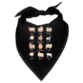 Verschiedene Kawaii Schafe - Bandana - Schwarz - Vorne