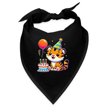 Tiger Kid Celebrating Birthday - Bandana - Schwarz - Vorne