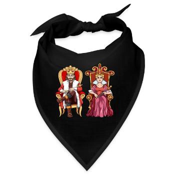 König Königin mit Krone auf dem Thron. - Bandana - Schwarz - Vorne