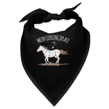 Pferde Mein Lieblingsplatz Reiten Reiterin Spruch - Bandana - Schwarz - Vorne