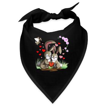 Hase Hasen lieben Herzchen Hasenfreunde Hasenliebe - Bandana - Schwarz - Vorne