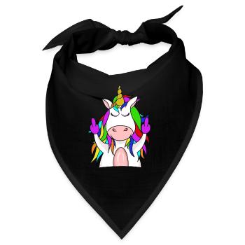 Einhorn die Mittelfinger Hoch lustiges Shirt - Bandana - Schwarz - Vorne