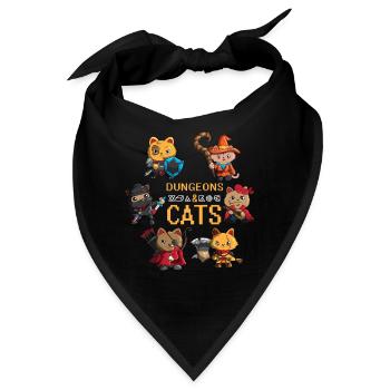 Katzenbesitzer Dungeons Cats Stubentiger Hauskatze - Bandana - Schwarz - Vorne