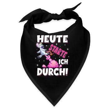 Heute Starte Ich Durch - Pupsen Einhorn - Bandana - Schwarz - Vorne