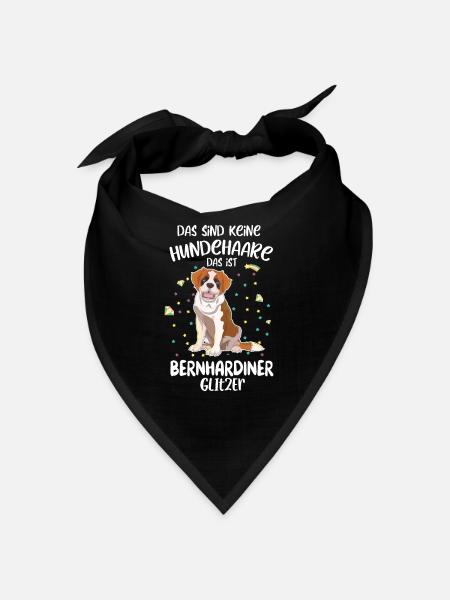 Keine Hundehaare das ist Bernhardiner Glitzer Hund - Bandana - Schwarz - Vorne