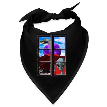 Seltsame Alien-Katze UFO - Bandana - Schwarz - Vorne