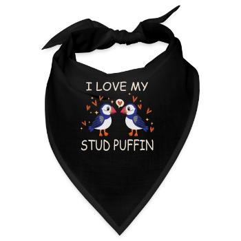 I Love My Stud Puffin Papageientaucher Beziehung - Bandana - Schwarz - Vorne