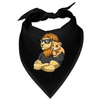 Starker Löwe mit Löwen Kind für einen Löwen - Bandana - Schwarz - Vorne