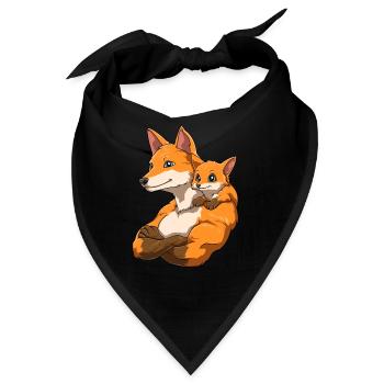 Starker Fuchs mit Fuchs Kind für einen Fuchs - Bandana - Schwarz - Vorne