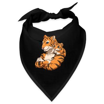 Starker Tiger mit Tiger Kind für einen Tiger - Bandana - Schwarz - Vorne