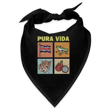 Pura Vida Costa Rica FlaggeTropischer Frosch - Bandana - Schwarz - Vorne