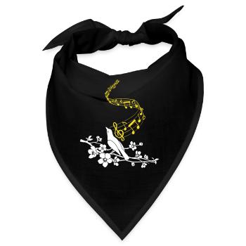 Musiknoten Niedlicher singender Vogel - Bandana - Schwarz - Vorne