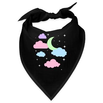 Niedlicher Pastel Goth Mond Wolken Kawaii - Bandana - Schwarz - Vorne