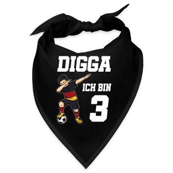 Fußball Junge 3. Geburtstag Fußballer Deutschland - Bandana - Schwarz - Vorne