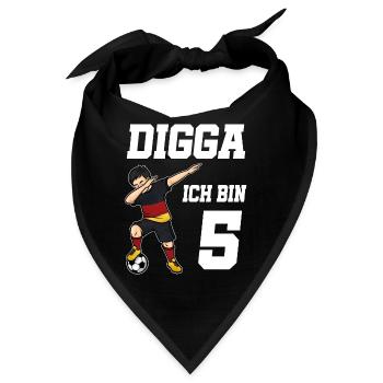 Fußball Junge 5. Geburtstag Fußballer Deutschland - Bandana - Schwarz - Vorne