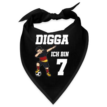 Fußball Junge 7. Geburtstag Fußballer Deutschland - Bandana - Schwarz - Vorne