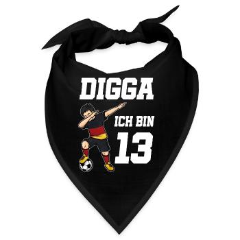 Fußball Junge 13. Geburtstag Fußballer Deutschland - Bandana - Schwarz - Vorne
