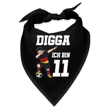 Fußball Junge 11. Geburtstag Fußballer Deutschland - Bandana - Schwarz - Vorne