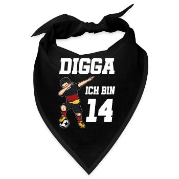 Fußball Junge 14. Geburtstag Fußballer Deutschland - Bandana - Schwarz - Vorne