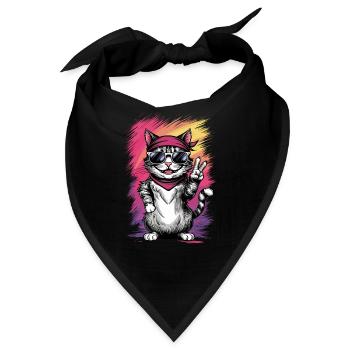 Streetstyle Katze Graffiti Kunst Streetart - Bandana - Schwarz - Vorne