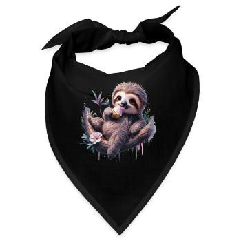 Entspanntes Faultier - Bandana - Schwarz - Vorne
