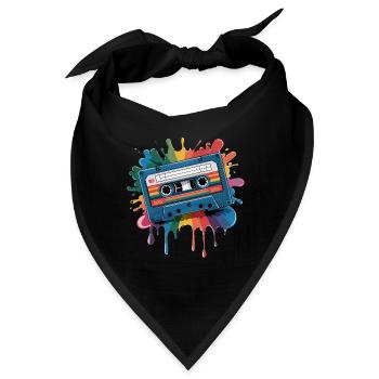80s Retro Cassette Splash Classic Cassette Tape - Bandana - Schwarz - Vorne