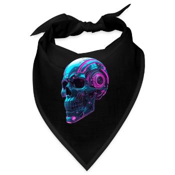 Cyberpunk Skull – Neon Techno Head - Bandana - Schwarz - Vorne