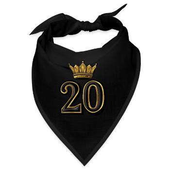 20 Zahl Krone - Bandana - Schwarz - Vorne