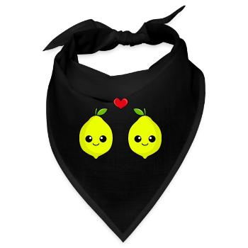 Zitrone Paar Liebe Comic - Bandana - Schwarz - Vorne