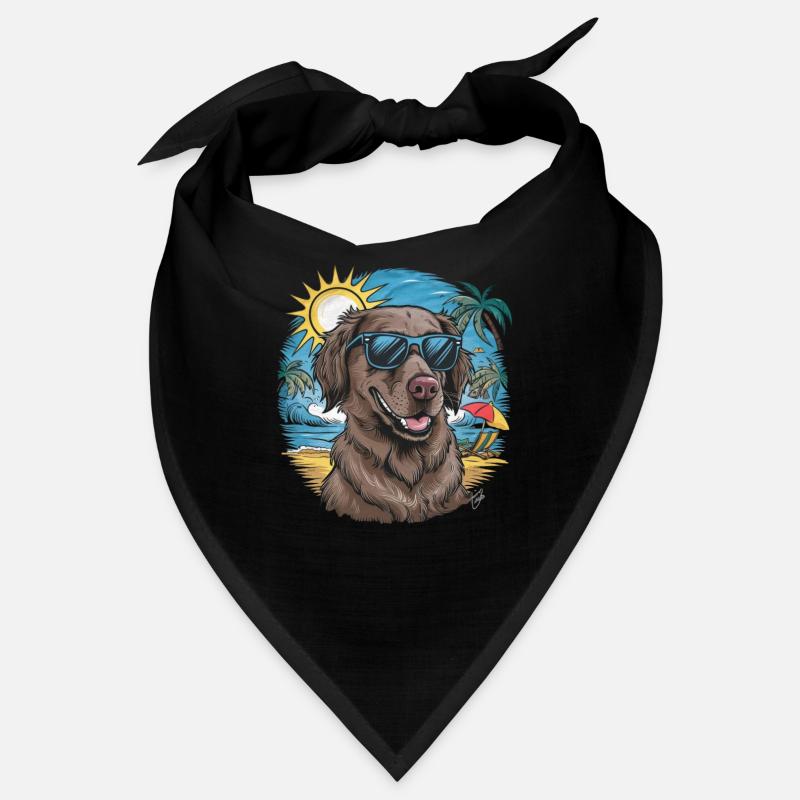 Flat Coated Retriever with Sunglasses Bandana