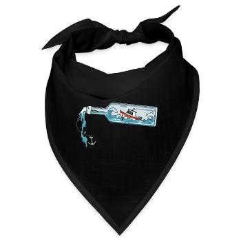 Flaschenpost Boot Anker Meer Nachricht für eine - Bandana - Schwarz - Vorne